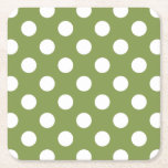 Witte haarvlekken op olijfgroen kartonnen onderzetters<br><div class="desc">Witte haarvlekken op olijfgroen</div>