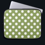 Witte haarvlekken op olijfgroen laptop sleeve<br><div class="desc">Witte haarvlekken op olijfgroen</div>