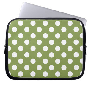 Witte haarvlekken op olijfgroen laptop sleeve