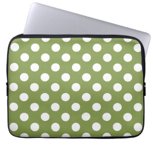 Witte haarvlekken op olijfgroen laptop sleeve