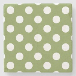 Witte haarvlekken op olijfgroen stenen onderzetter