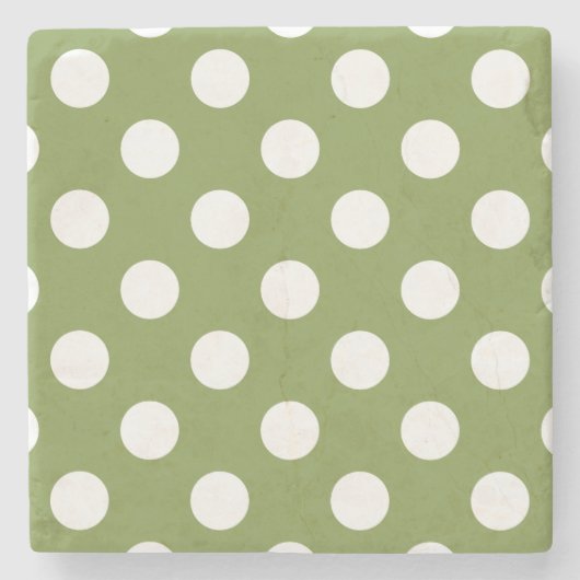 Witte haarvlekken op olijfgroen stenen onderzetter (Voorkant)