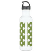 Witte haarvlekken op olijfgroen waterfles  (Achterkant)