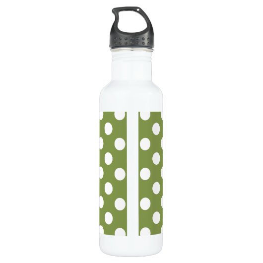 Witte haarvlekken op olijfgroen waterfles  (Achterkant)