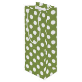 Witte haarvlekken op olijfgroen wijn cadeautas (Achterkant Gekanteld)