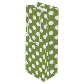 Witte haarvlekken op olijfgroen wijn cadeautas (Voorkant Gekanteld)
