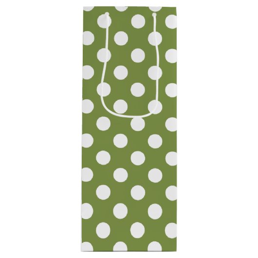 Witte haarvlekken op olijfgroen wijn cadeautas (Voorkant)