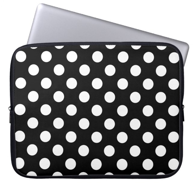 Witte haarvlekken op zwart laptop sleeve (Voorkant)
