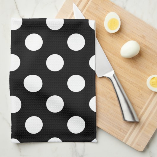 Witte haarvlekken op zwart theedoek (Quarter Fold)