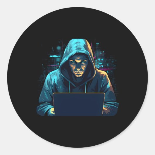 Witte hacker voor cyber krijger en ethische hacker ronde sticker (Voorkant)
