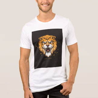 witte half mouw t-shirt met leeuw ontwerp