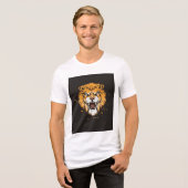 witte half mouw t-shirt met leeuw ontwerp (Voorkant volledig)