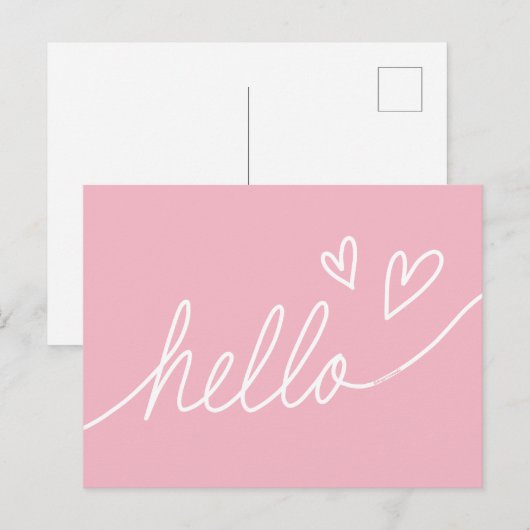 Witte Hallo met hartvorm Briefkaart (Voorkant / Achterkant)