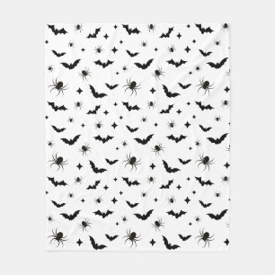 Witte Halloween enge vleermuizen en spinnen patroo Fleece Deken