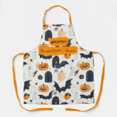 Witte Halloween met geesten, pompoenen en vleermui Schort (Voorkant)