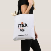 Witte Halloween Trick or treat Print Tote Bag (Dichtbij)