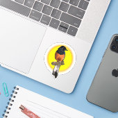 Witte hamervogel Sticker (Laptop met iPhone)