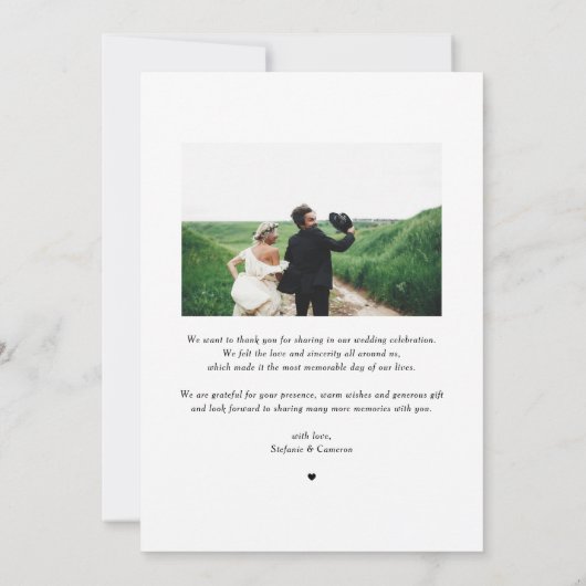 Witte hand belettering foto bruiloft bedankkaart