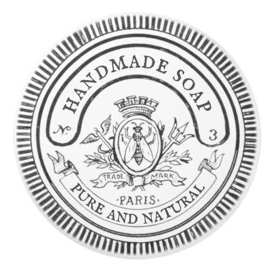 Witte  Hand-Drawn Handgemaakte Zeep Badkamer Keramische Knop (Voorkant)