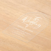 Witte Hand Geletterde Kalligrafie Trouwen Acryl Uitnodigingen (Laagn)