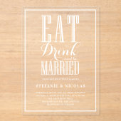 Witte Hand Geletterde Kalligrafie Trouwen Acryl Uitnodigingen (Voorkant)