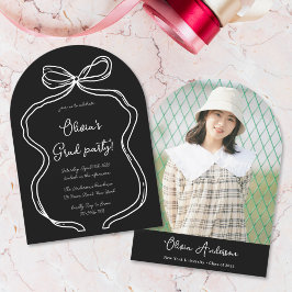 Witte Hand Getrokken Boog Foto Boog Afstudeerfeest Kaart