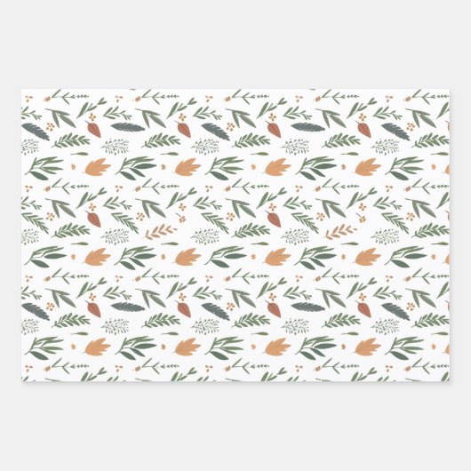 Witte hand-getrokken botanische inpakpapier vel (Voorkant 2)