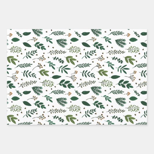 Witte hand-getrokken botanische inpakpapier vel (Voorkant)