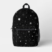 Witte hand getrokken sterren op zwart bedrukte rugzak (Voorkant)