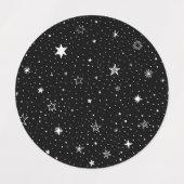 Witte hand getrokken sterren op zwart labels (Design 1)