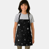 Witte hand getrokken sterren op zwart schort (Insitu)