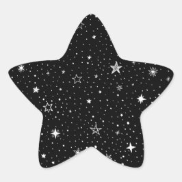 Witte hand getrokken sterren op zwart ster sticker