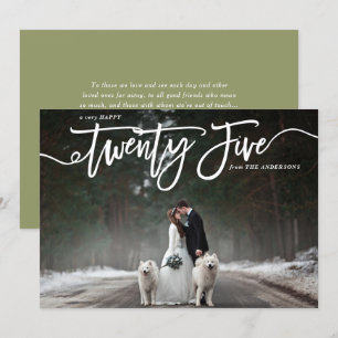 Witte Hand Lettering Foto Gelukkig Nieuwjaar Feestdagenkaart