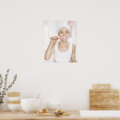 witte handdoek, schoonheid, schoon, vers, badkamer poster (Keuken)