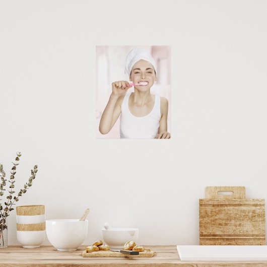 witte handdoek, schoonheid, schoon, vers, badkamer poster (Keuken)