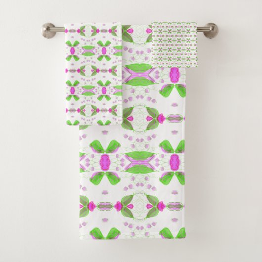 Witte handdoek Set met Hot Pinks (Insitu)