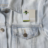 Witte handdoeken en pitten vierkante button 5,1 cm (In situ)