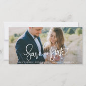 Witte handdruk met de optie Datum foto opslaan Save The Date (Voorkant)