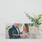 Witte  handdruk met de optie Datum foto opslaan Save The Date (Staand voorkant)