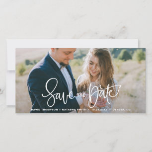 Witte  handdruk met de optie Datum foto opslaan Save The Date