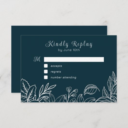 Witte handgeschreven bladeren informatiekaartje (Voorkant / Achterkant)