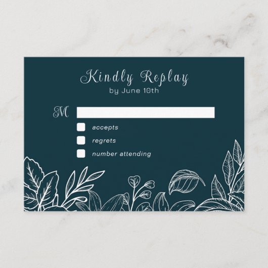 Witte handgeschreven bladeren informatiekaartje (Voorkant)