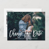 Witte handgeschreven datumwijzigingsfoto aankondigingskaart (Voorkant / Achterkant)