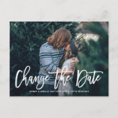 Witte handgeschreven verander de datum foto aankondigingskaart (Voorkant)