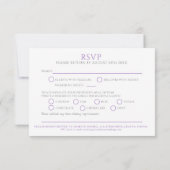 Witte handgetekende bladmonogram paarse RSVP-huwel RSVP Kaartje (Achterkant)