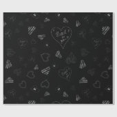 Witte handgetekende harten Valentijn Cadeaupapier (Vlak)