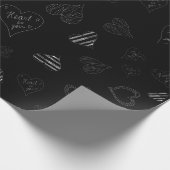 Witte handgetekende harten Valentijn Cadeaupapier (Hoek)