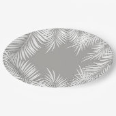Witte handpalmen op zilver Tropisch themapapier Bo Papieren Bordje (Gekanteld)