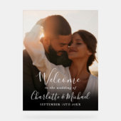 Witte handtekening script foto bruiloft welkom acryl bord (Voorkant)