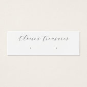 Witte handtekening script oorbellen display mini visitekaartjes (Voorkant)